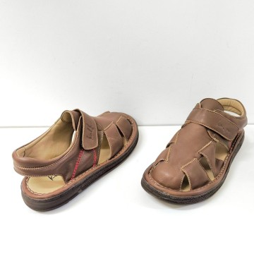 Sandalia hombre Kalfu 20005 piel marrón velcro | Josefina Cerrato