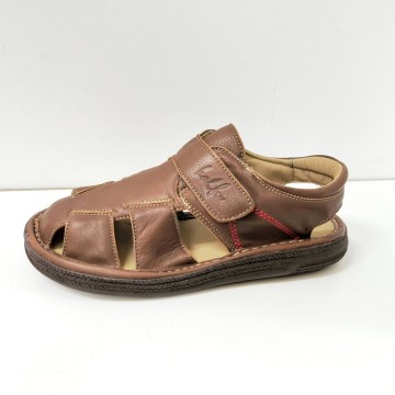 Sandalia hombre Kalfu 20005 piel marrón velcro | Josefina Cerrato