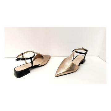 Dibia 14162-2 Oro y Negro | Zapato Destalonado de Piel