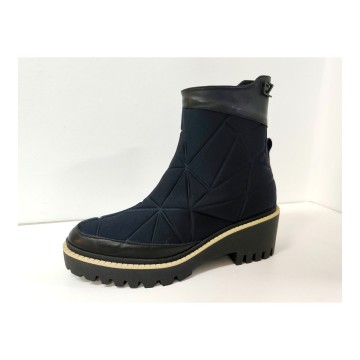 Botín Ezzio 55033 negro piel y licra | Cuña 6 cm
