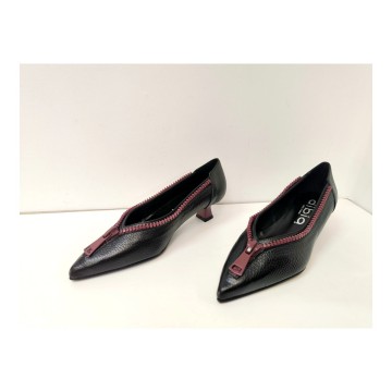 Dibia 55518-2 Zapato Piel Negro y Rojo Tacón 4 cm