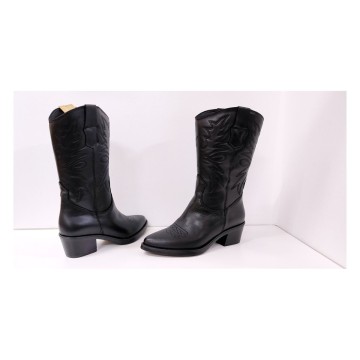 Bota cowboy piel negra Viguera 8024 | Tacón 5 cm