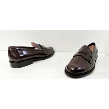 Castellano Grimaldi Mocasín Mujer Piel Burdeos | Hecho en España