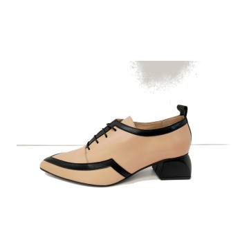 Zapato Dansi 7980B Beige y Negro de Piel | Mujer  Meta