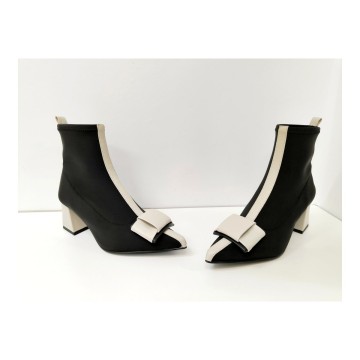 Dibia 55580 Botín Negro Licra y Piel Tacón 6 cm