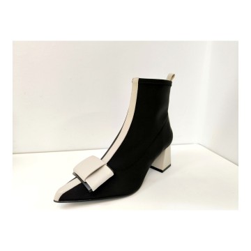 Dibia 55580 Botín Negro Licra y Piel Tacón 6 cm