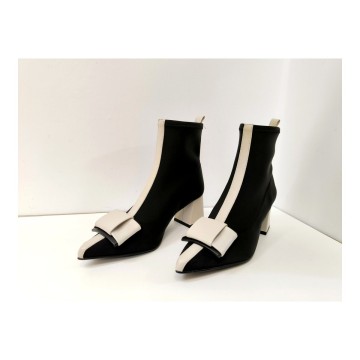 Dibia 55580 Botín Negro Licra y Piel Tacón 6 cm