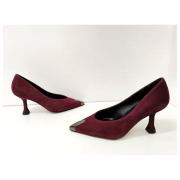 Zapato Dibia 55712 Ante Burdeos Tacón 8 cm | Josefina Cerrato