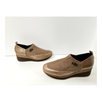 Dibia 55762-2 Zapato Taupe Piel y Licra Cuña 5 cm