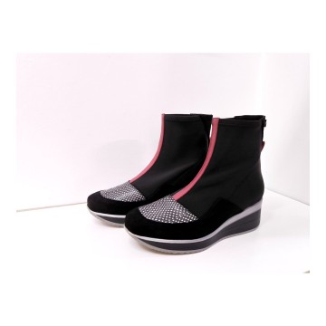 Dibia 55758 Botín Negro Licra y Ante Cuña 5 cm
