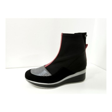 Dibia 55758 Botín Negro Licra y Ante Cuña 5 cm