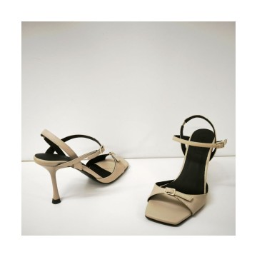 Dansi 8485B beige | Sandalia piel tacón fino 10 cm