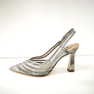 Zapato Ezzio 56580 plata envejecida tacón 10 cm | Josefina Cerrato