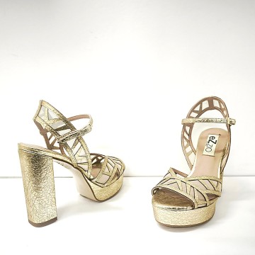 Sandalia Ezzio 56581 dorada tacón 12 cm plataforma | Josefina Cerrato