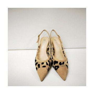 Zapato destalonado Dibia 14011 leopardo piel y transparencias tacón 8 cm