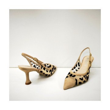 Zapato destalonado Dibia 14011 leopardo piel y transparencias tacón 8 cm