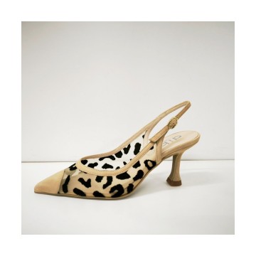 Zapato destalonado Dibia 14011 leopardo piel y transparencias tacón 8 cm