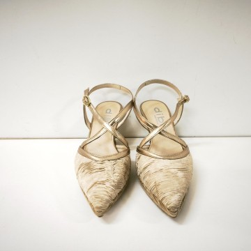 Salón Dibia arpillera y piel con tacón 6 cm | Josefina Cerrato