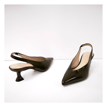 Dansi 8413A marrón chocolate | Slingback piel 5 cm