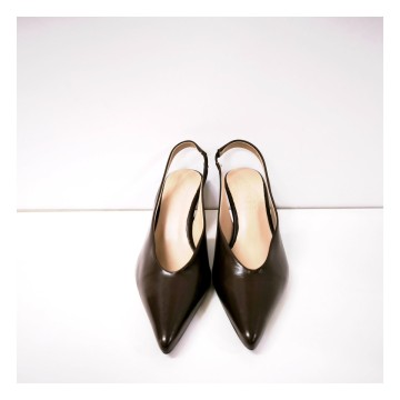 Dansi 8413A marrón chocolate | Slingback piel 5 cm