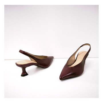 Dansi 8413A burdeos | Slingback piel tacón 5 cm