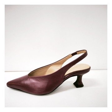 Dansi 8413A burdeos | Slingback piel tacón 5 cm