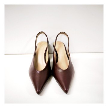 Dansi 8413A burdeos | Slingback piel tacón 5 cm