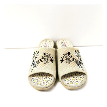Zapatillas Casa Mujer Vulladi 2660 Beige Cuña 4 cm