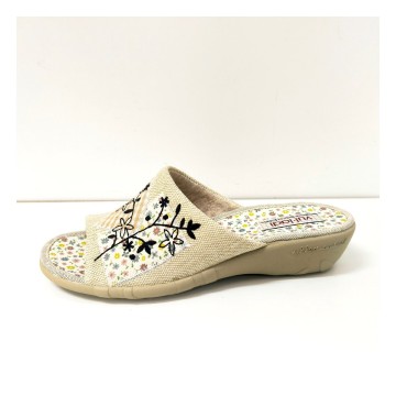 Zapatillas Casa Mujer Vulladi 2660 Beige Cuña 4 cm