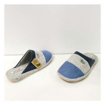Vulladi 4862 Zapatilla Casa Hombre Azul Gris Flexible