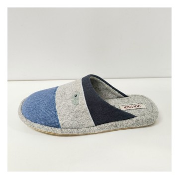 Vulladi 4862 Zapatilla Casa Hombre Azul Gris Flexible