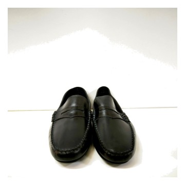 Mocasín Castellano Azul Marino Vaquetilla con Tacos