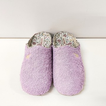Zapatillas casa mujer Vulladi 1218 malva felpa rizo cómodas
