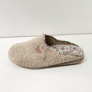 Zapatillas casa mujer Vulladi 1218 niquel felpa rizo cómodas