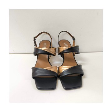Dibia 56296 sandalia negra y metalizada | Tacón cómodo 6 cm