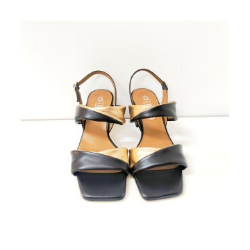 Dibia 56296 sandalia negra y metalizada | Tacón cómodo 6 cm